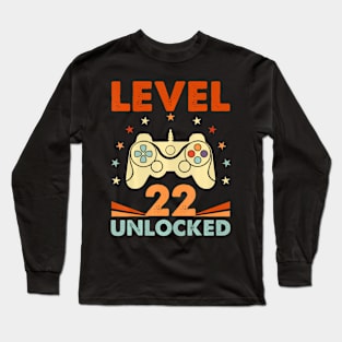 Level 22 Unlocked Video Gamer 22nd Birthday 22 Year Old Long Sleeve T-Shirt